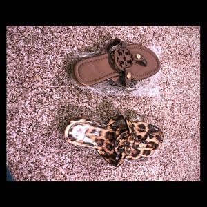 Brown and leopard sandals
